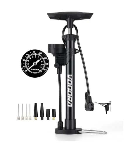 Bomba Bicicleta VOGORA con Manómetro Superior, inflador Bicicletas para Válvulas Presta y Schrader, hinchador Bicicleta Plegable Estable, Inflado Rápido para Bicis de Carretera y MTB, Garantía 2 Años