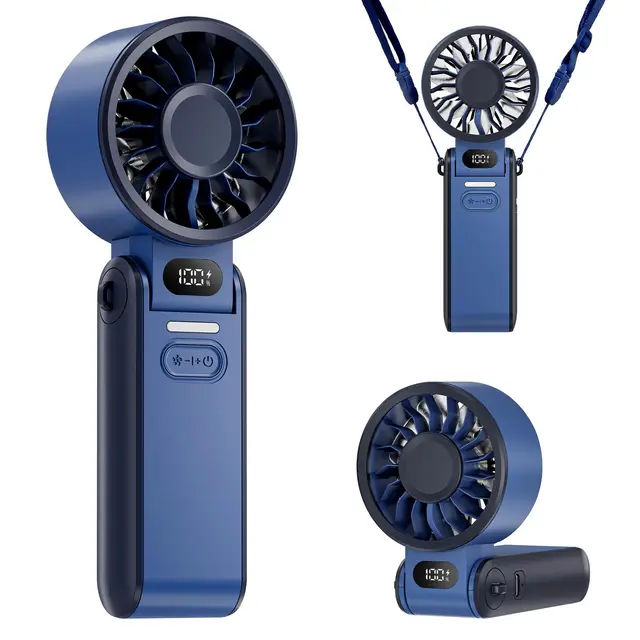 Ventilador de Mano Portátil 100 Velocidades - Silencioso y Potente, Pequeño Ventilador USB Recargable con Pantalla LED, Plegable de Escritorio Ligero para Viaje, Oficina, Hogar, Mesa, Exterior