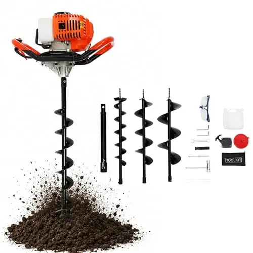 Ahoyadora Gasolina | 52CC | 1460W | 2 Tiempos Motor | 100/150/200mm Broca | CDI Encendido | Barrena Para Tierra Compactadora De Tierra Ahoyadora Manual Ahoyador Para Granja, Huerto