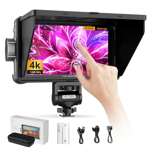 VILTROX DC550 Pro 5.5" Monitor de Campo de la cámara Externa de Pantalla táctil 4K HDMI DSLR 1920x1080 Monitor con batería NP-F550 y Bolsa de Transporte,1200nit 3D LUT para Sony Canon Nikon