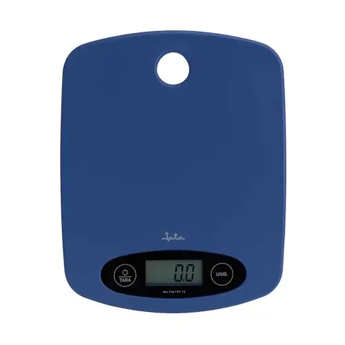 JATA HOGAR HBAL0350 - Báscula de Cocina Digital 5 kg / 1 g, Pantalla LCD Grande, Función Tara, Conversión g/kg/lb/oz, Balanza Electrónica Alta Precisión