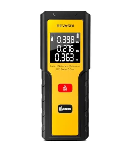 Telemétro láser REVASRI, Metro láser Profesional 50m, precisión ±2mm, Memoria integrada, medición Distancia y área, Cambio Unidad m/ft