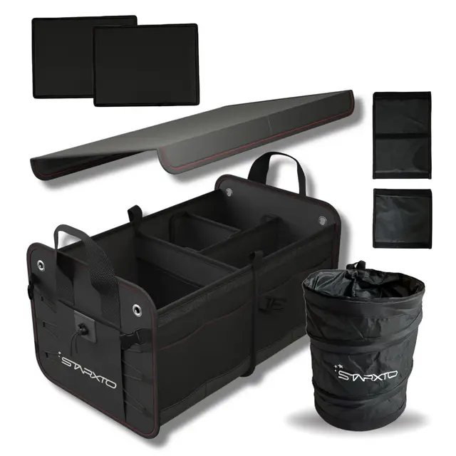 Organizador de Maletero Coches y SUV, Plegable con Tapa, Ajustable, 2 en 1 Set - Caja Maletero - Bolsa Maletero Coche - Organizador Coche Maletero - Caja Plegable
