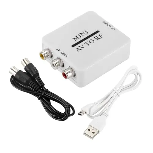 Convertidor Modulador AV a RF Bidireccional RCA/compuesto, Adaptador AV2, Sistema De TV PAL/NTSC/SECAM a PAL/NTSC, Compatible Con DVD/VCR/PS/proyector (blanco, Conectar Y Listo)