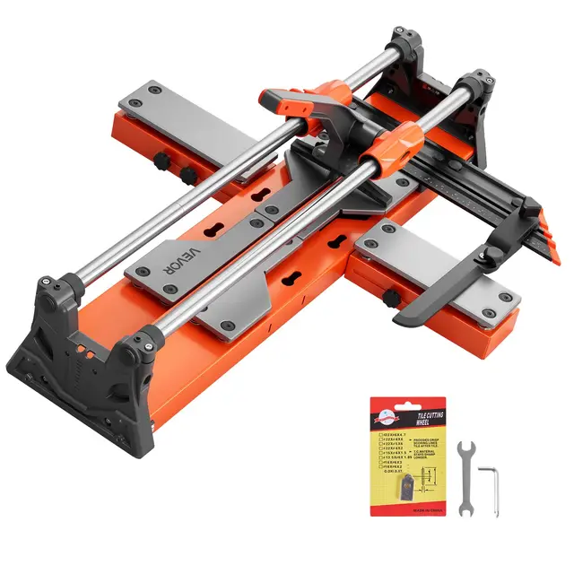 VEVOR Cortadora de Azulejos Manual 600 mm con Cabezal Deslizante Mejorado, Base con Resorte, Guía de Alineación, Corte Recto y Diagonal, Ruedas de Corte 8 y 22 mm para Baldosas Suelo Cerámica y Pared
