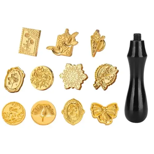 Kit de Sellos de Lacre, 11 Set - Sello de Cera, Cabezales de Sello, para Tarjetas, Sobres, Invitaciones