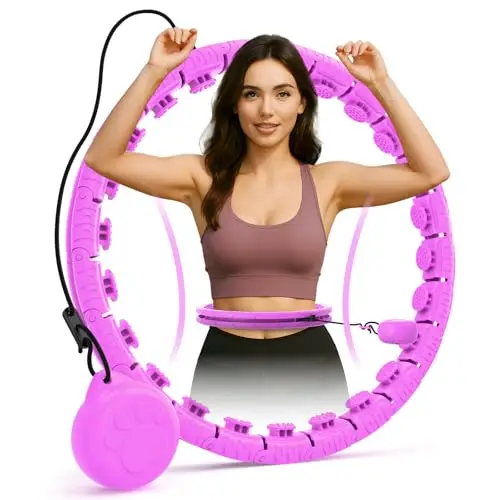 JLoibao Smart Hula Hoop Fitness, con Bola de Peso Dulce, Incluyendo 24 Anillos de Cadena Desmontables, Equipos Deportivos Inteligentes para Mujeres