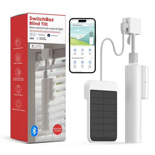 SwitchBot Blind Tilt Persianas Motorizadas - Persianas Eléctricas Inteligentes con Mando a Distancia Bluetooth con Control Fotosensible y Compatible con Alexa & Google Home Hub Añadido
