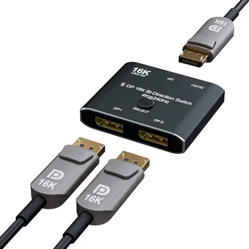 Displayport 16K Bi-Direction 2x1 16K @60Hz 4K @240Hz 2 in 1 Out 1 in 2 Out Switch Converter for large Screens, A0201