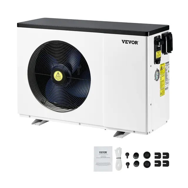 VEVOR Bomba de Calor Eléctrica para Piscina, 2,51-11,38 kW, Calentadores de Piscina de Frecuencia Variable Que Ahorran Energía para Piscinas Elevadas 25-50 m³, CA 220-240 V 50 Hz, 905 x 360 x 620 mm