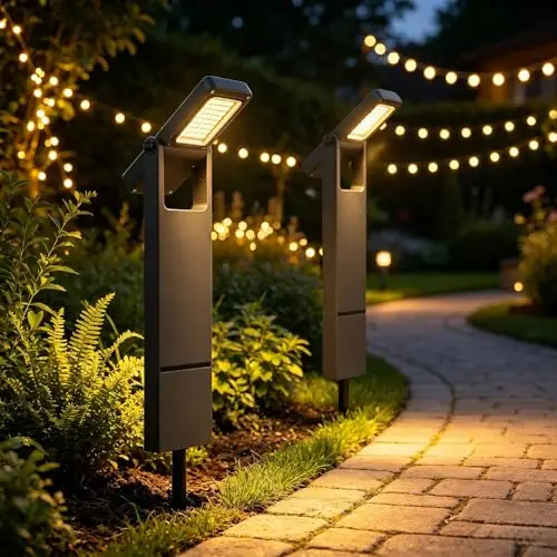 Lamparas Solares Exterior Jardin, Luces Solares Led Exterior Jardin Suelo 300LM/100LM con 24 Led, Baliza Solar Exterior 2500K-3500K Blanca CáLida, IP65 Para Caminos Patios y CéSped (2 Piezas)