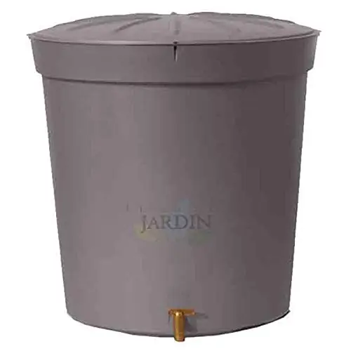 DEPÓSITO DE Agua Gris Granito Polipropileno 300 litros para Agua de Lluvia. Incluye tapadera y Grifo. Diámetro 82 cm, Alto 86 cm