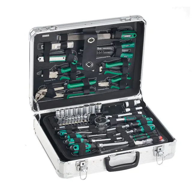Mannesmann M29075, Maletín de herramientas de aluminio, Equipado, Juego de 108 Piezas