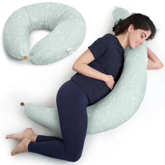 Niimo Cojín Embarazada XXL - Ganador del Doble Platino 2022, Cojín Embarazada y Cojín Lactancia Bebé con Funda 100% de Algodón, Almohada Embarazada Dormir, Lavable Relleno de Poliester