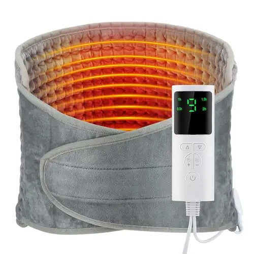Almohadilla Térmica Eléctrica, Almohadilla Térmica Para Cintura, 9 Niveles De Calefacción, 4 Temporizadores, Calentamiento Rápido, Ideal Para Cintura Espalda Vientre Piernas -30x126cm