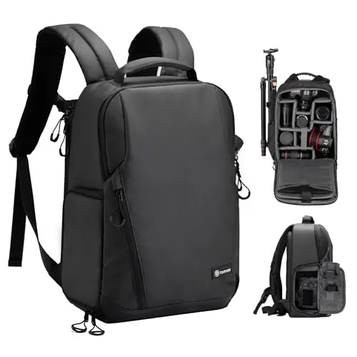 Tarion Mochila para cámara fotográfica, impermeable, bolsa para cámara SLR, mochila para cámara con compartimento para portátil de 14 pulgadas y cubierta de lluvia para cámaras SLR