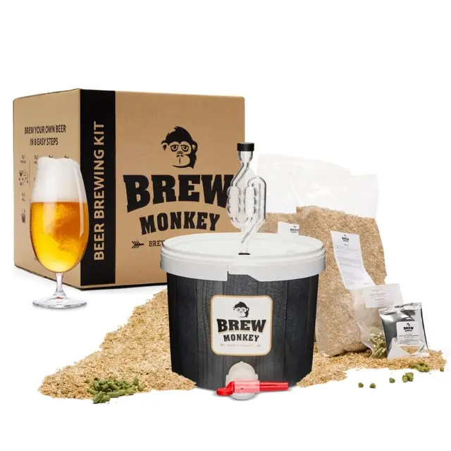 Brew Monkey® Kit de Elaboración de Cerveza Rubia | Básico de 5 litros | 6.4% Vol. | Kit para Hacer Cerveza | Regalos Originales para Hombre