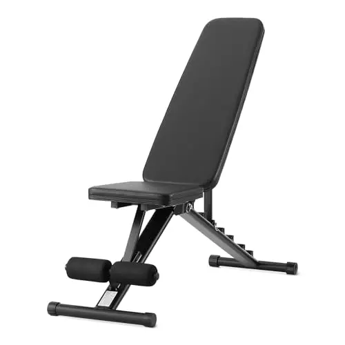 Amazon Basics - Prensa de banco de pesas ajustable para entrenamiento, plegable, para gimnasio en casa, Negro, 135 x 38 x 116 cm