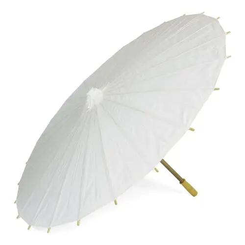 OLILLY Parasoles Blancas de Papel y bambú para Boda, Fiesta y Ropa
