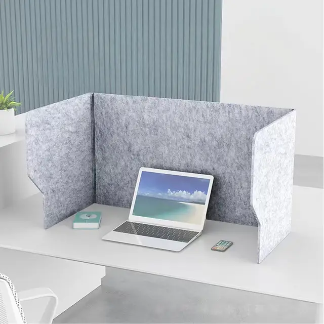 Fieltro plegable de escritorio separador,Panel de escritorio de privacidad,Particiones acústicas gris,Independiente Table Divider Silenciador