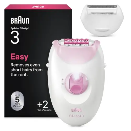Braun Depiladora Eléctrica Mujer Silk·épil 3 Depiladora Corporal con Cable, Incluye Peine Recortador, Depila Y Rasura, Depilación Suave Duradera, Eliminación Fácil del Vello en Casa, 3-032