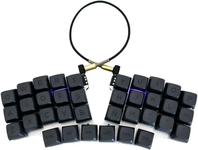 Teclado mecánico ergonómico dividido, alimentado por QMK, el teclado viene totalmente montado con soporte de interruptor MX, diseño de 36 teclas, conectividad USB-C, 28 teclas