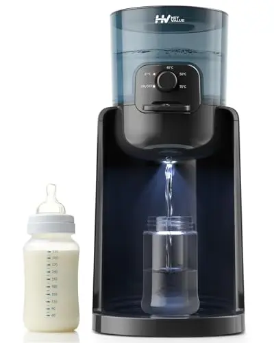 HEYVALUE Preparador de Biberones Instantáneo, Calentador de Agua para Leche de Fórmula, Listo en 25s 4 Temperaturas (37-70°C) Termostato 72H, Dispensador de Agua para Bebés sin BPA, Luz Nocturna Negro