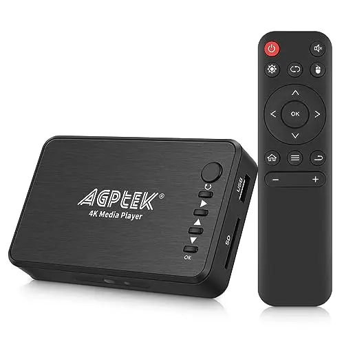 Reproductor Multimedia, 4K@30hz HDMI Reproductor Multimedia para TV con Salida de HDMI/AV/VGA Media Player para 14TB HDD/Unidad USB 256G/Tarjeta SD/H.265 MP4 con Control Remoto para MP3 AVI RMVB MPEG