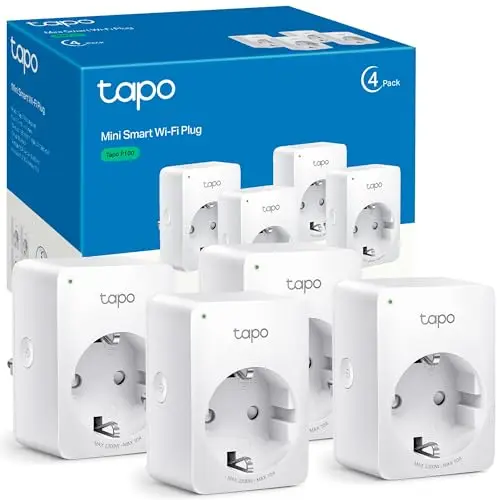 Tapo P100 (4 paquetes) – Mini enchufe inteligente Wi-Fi, óptimo para programar encendido/apagado y ahorrar energía, no necesita concentrador, compatible con Alexa y Google Home