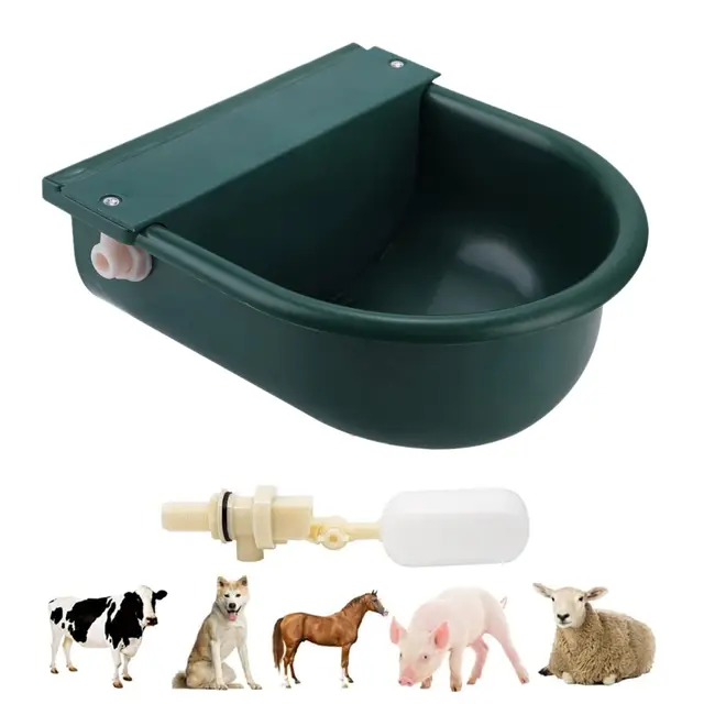 BREUAILY Bebedero Automático para Caballos Bebedero para Ganado con Válvula Flotante Y Orificios de Drenaje para Caballos Bovinos Cabras Ovejas Cerdos y Perros (Verde Oscuro)