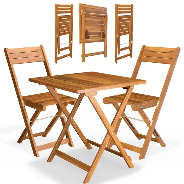 casaria set mesa y 2 sillas plegables