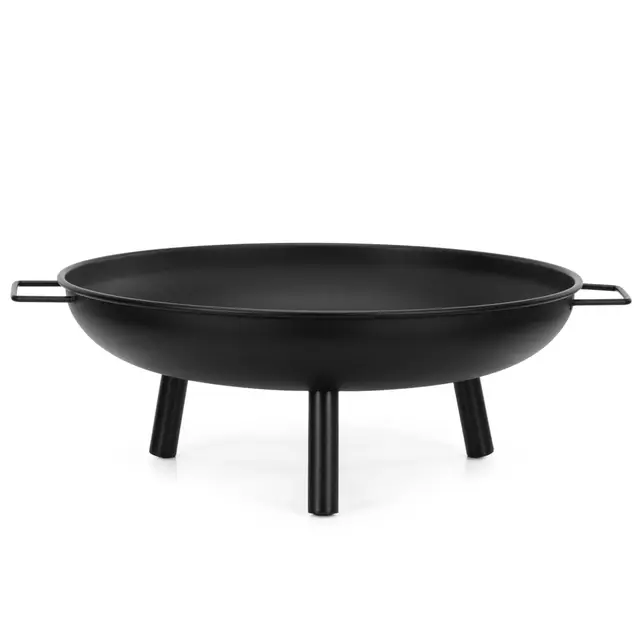 Brasero de jardín de 58 cm, brasero portátil, para exteriores, redondo, de acero, para terraza, camping, hoguera, patio, calefacción de jardín, color negro SPRINGOS