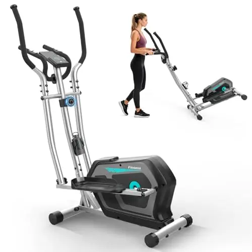 Bicicleta Elíptica para Casa Silenciosa con 16 Niveles de Resistencia, Sensor de Pulso, Monitor LCD y Soporte para Dispositivos, Bluetooth y App, Elíptica ultrasilenciosa para Uso doméstico