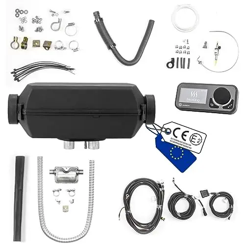 Autoterm Air 2D 2KW 12V Calefacción de estacionamiento diésel con calentador de aire y LED - Panel de control Comfort Control y bomba de combustible silenciosa para autocaravana, furgoneta camper