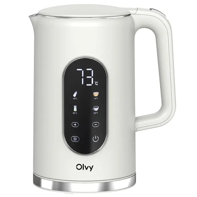 Olvy Hervidor Eléctrico 1.7L - Hervidor de Agua Acero Inoxidable, 2200W, Control de Temperatura, Función Mantener Caliente, Calienta Agua Eléctrico, Hervidores de Agua Eléctricos