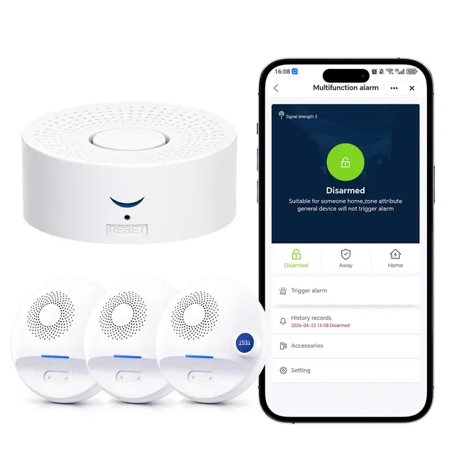 Kit Detector de Fugas de Agua Wi-Fi, 1 Gateway y 3 sensores de Agua inalámbricos, alertas por App, Alarma de 115 dB, detección IP67 para sótano, Cocina, baño, lavadero, Fregadero, lavavajillas