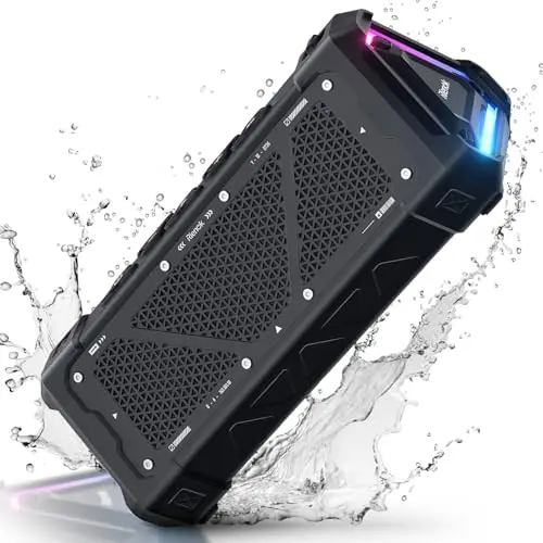 RIENOK S11 30W Altavoz Bluetooth Potente Impermeable IPX7 3 EQ Modos Bluetooth 5.3 Portátil Inalámbrica Dura 24 Horas Emparejamiento Estéreo Luz RGB Apoya Tarjeta TF
