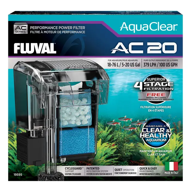 Filtro de Mochila para Acuario Fluval AquaClear AC20, 379 lph