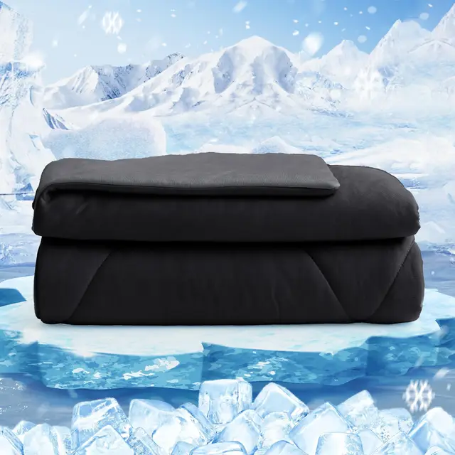 HOMFINE Manta Refrescante para Personas - Doble Cara Manta de Verano para Sofa Cama Verano Q-MAX>0.4 Suave Manta de enfriamiento, Cooling Blanket, Anti Estático, Negro, 200 x 220 cm