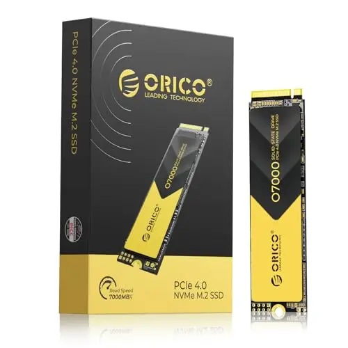 ORICO M2 SSD 4TB, NVMe SSD M.2 con Disipador, PCIe 4.0 x 4, hasta 7000MB/s, SLC Cache 3D NAND, M.2 2280 SSD Interna para PS5, PC de Sobremesa y Portátiles-O7000