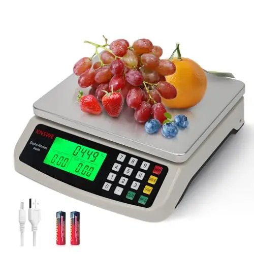Báscula Grande Peso de Cocina Digital 40kg Acero Inoxidable Balanza Electrónica Precision 1g Función Tara Recuento de Piezas Para Alimentos Hogar Repostería Pesaje de Bascula