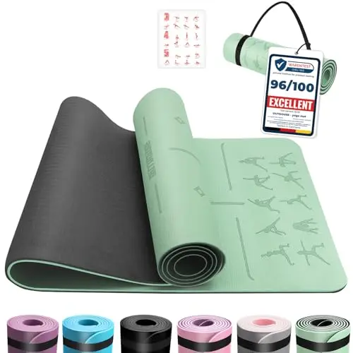 Esterilla Yoga,Esterilla Fitness Antideslizante,TPE Colchoneta Gimnasia, para Pilates,Deporte,Gimnasia,Estiramientos, Esterilla Deporte con bandolera 183x61cm