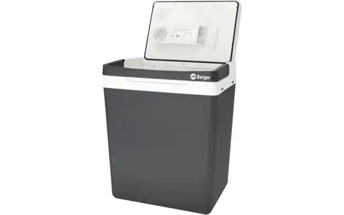 BERGER | Nevera termoeléctrica 30 L, Enfría y calienta, Conexión 12 V y 230 V para Coche, Camping y hogar, Bajo Consumo, Diseño Robusto y silencioso - Color Negro