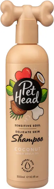 Pet Head Sensitive Soul Champú para Perros con Piel Sensible | Aroma de Coco | Champú para perros hidratante | Ingredientes Naturales y Vegano | Apto para cachorros y perros | 300ml