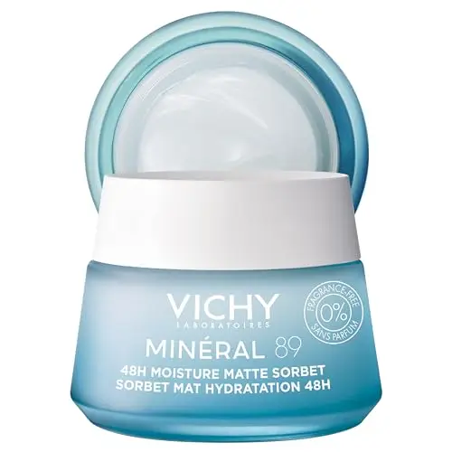 Vichy Minéral 89, Crema Hidratante Mate, Para Pieles Grasas, Piel Hidratada hasta 48h, Poros Minimizados, Con Ácido Hialurónico, Agua Volcánica de Vichy y Vitamina E, 50 ml