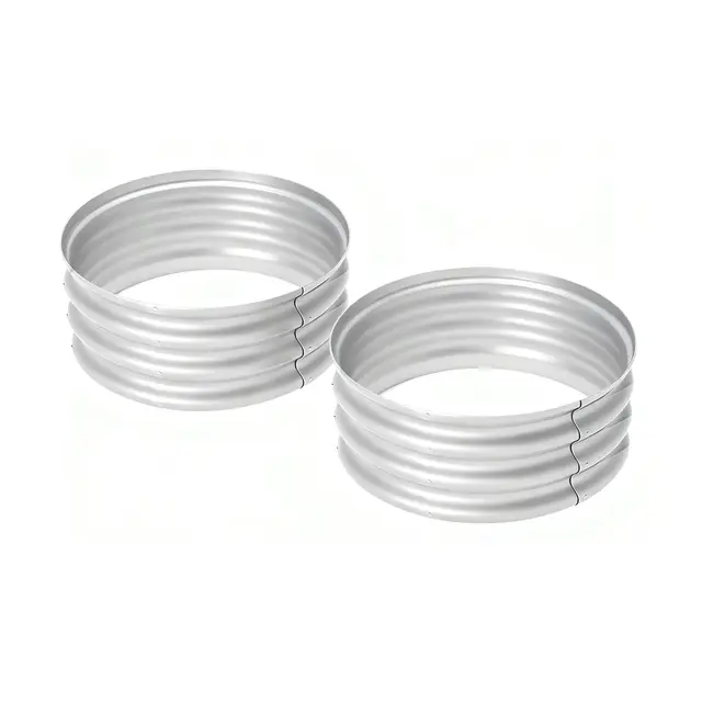 Bamworld huerto Urbano Elevado Redondo 2 Piezas 60x30cm huerto Urbano Exterior metálico galvanizado Jardinera terraza Resistente para Verduras Flores y Hierbas