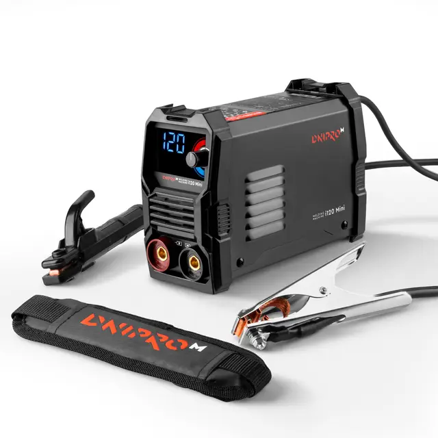 Soldador Inverter 120A MMA 2,06 kg con Tecnología IGBT, Hot Start, Arc Force, Anti Stick y VRD, Pantalla LED y Cables para Electrodos 1,6–3,2 mm – i120 Mini