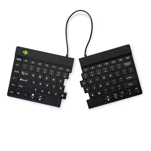 R-Go - Teclado Dividido, Mecanismo de Tijeras, túnel anticarpiano, diseño ergonómico de 2 Partes con Software de ruptura, Ultrafino, diseño QWERTY (EE. UU.), Bluetooth 5.0, Compatible con