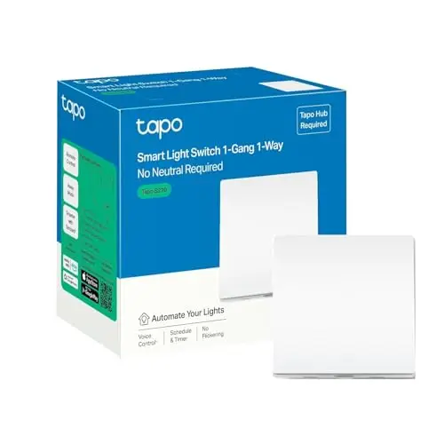 Tapo S210 - Interruptor Inteligente Wi-Fi para Luz, Control por App y Voz Alexa/Google, Programable, Modo Ausente, Sin Cable Neutro, Batería Reemplazable, Instalación Fácil Hogar Conectado
