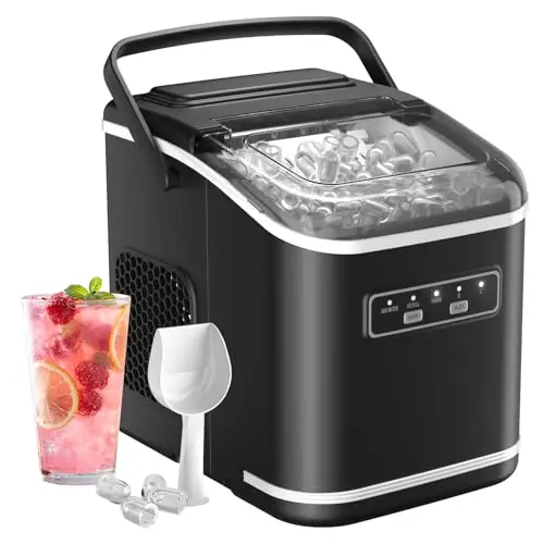 Máquinas para Hacer Hielo, Acmeenjoy 12kg/24h Maquina de Hielo para Encimera, Hielo en 6-8 minutos, Maquina de Hielo Portátil y Autolimpiante con Mango para el Hogar/Fiesta/Cocina/Bar